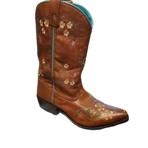 Shyanne Brown Embroidered Heeled Boots